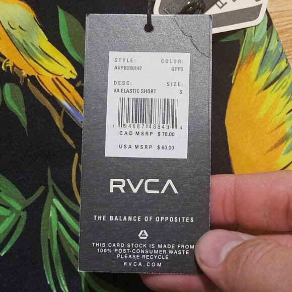 RVCA Mens VA Elastic Board Shorts Small 17" Parrot Print AVYBS00147 Swim Trunks - Picture 3 of 9